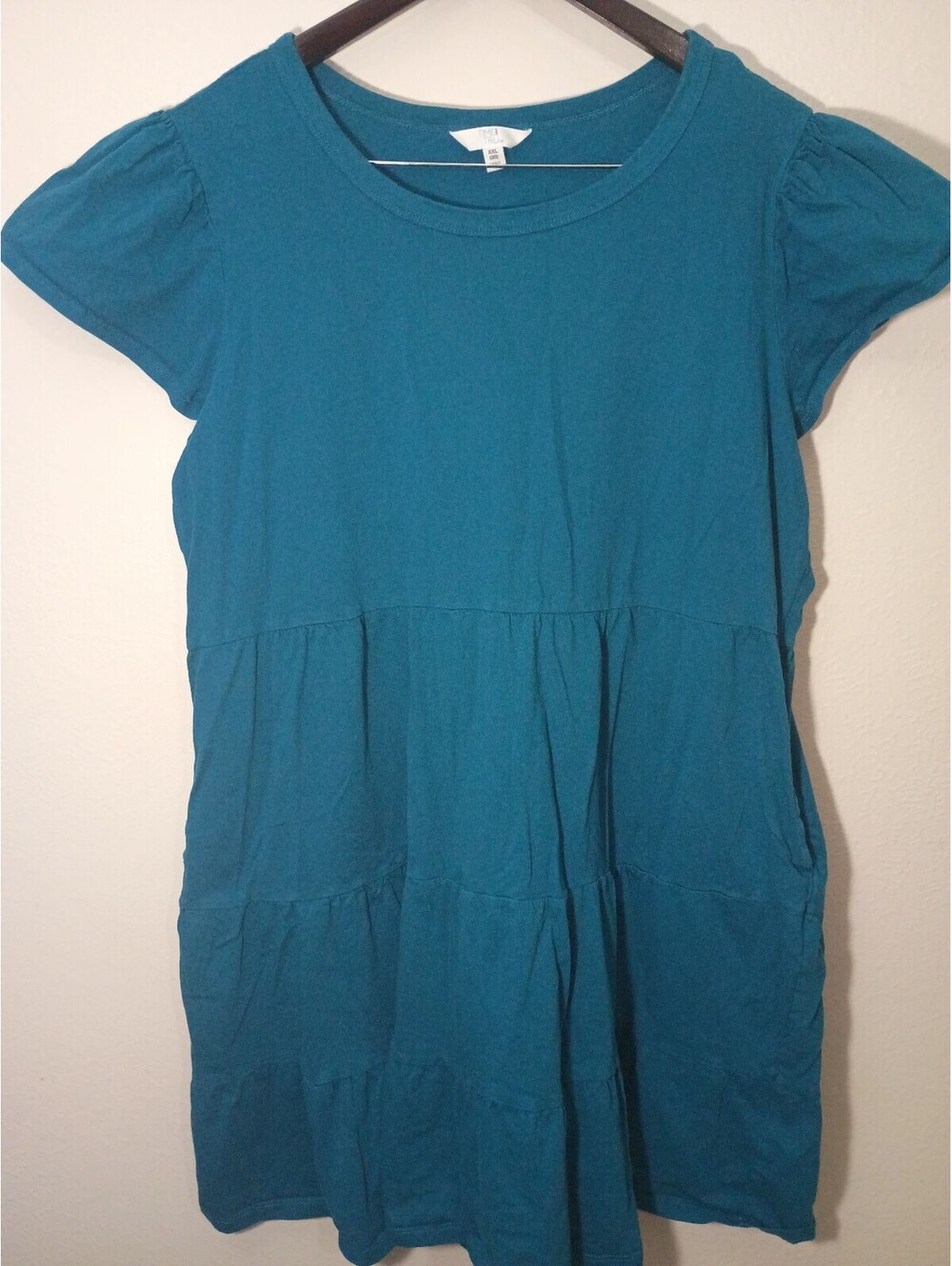 Time and Tru Girls' Teal Tiered Cotton Dress XXL (20)